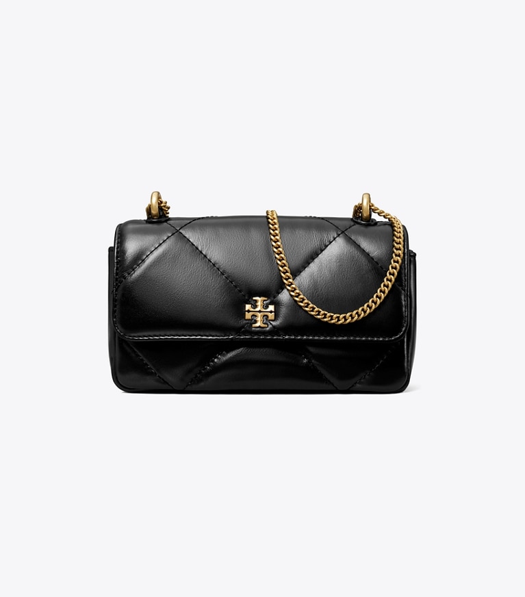 Tory Burch designer sacs à bandoulière Sac à rabat mini Kira matelassé diamant dans Black de face