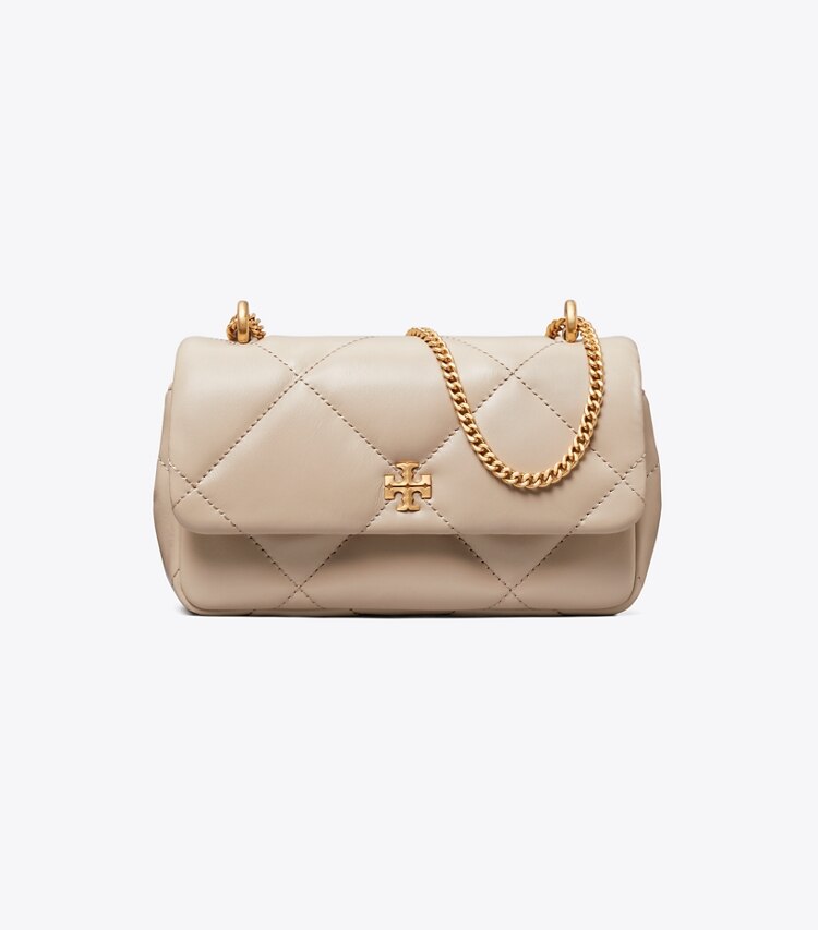 Tory Burch designer sacs à bandoulière Sac à rabat mini Kira matelassé diamant dans Light Stone de face