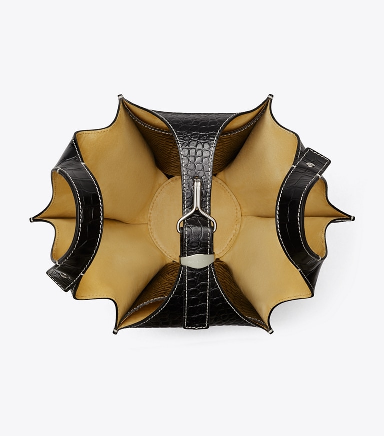Tory Burch designer sacs à bandoulière Sac abat-jour embossé dans Black vue du dessus