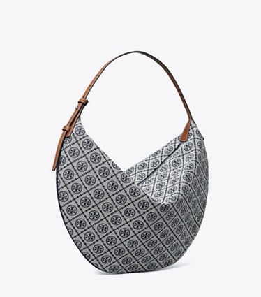 Tory Burch designer sacs hobo Sac Balloon T Monogram in Tory Navy angle