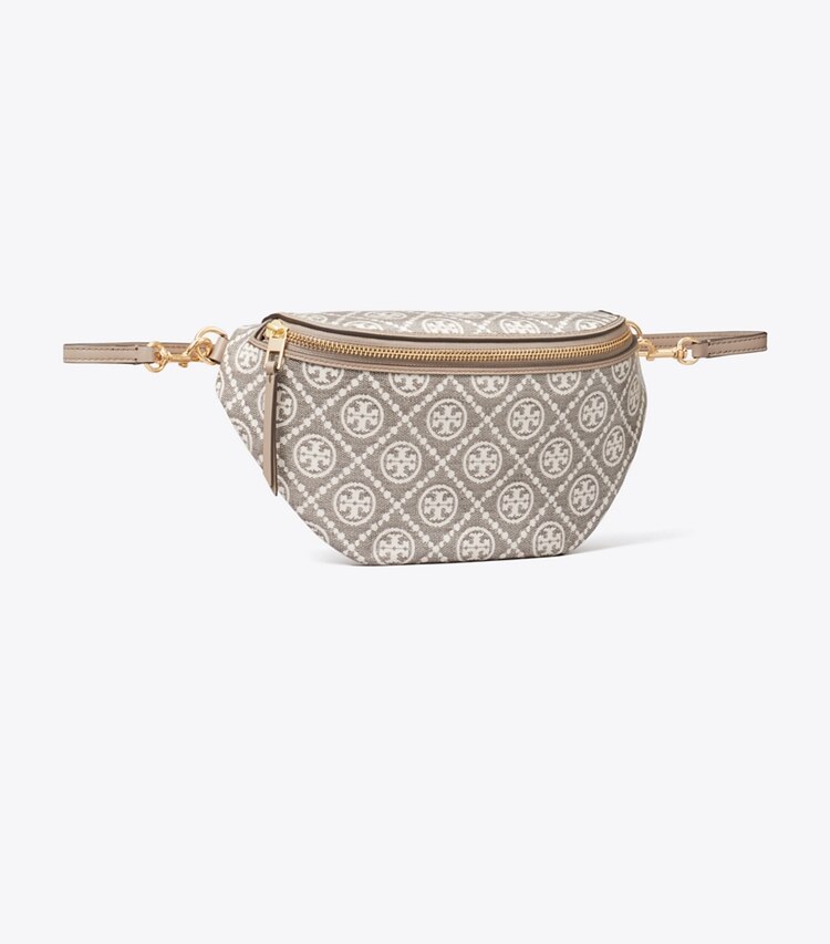 Tory Burch designer sacs banane Sac banane en jacquard enduit T Monogram dans Charcoal angle