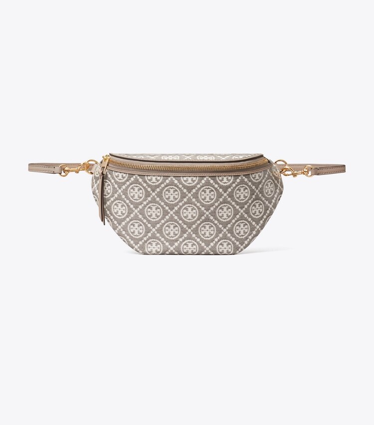 Tory Burch designer sacs banane Sac banane en jacquard enduit T Monogram dans Charcoal de face