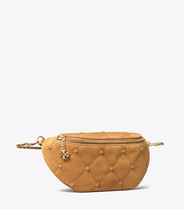 Tory Burch designer sacs banane Sac banane en suède Bunny Knot dans Toffee angle