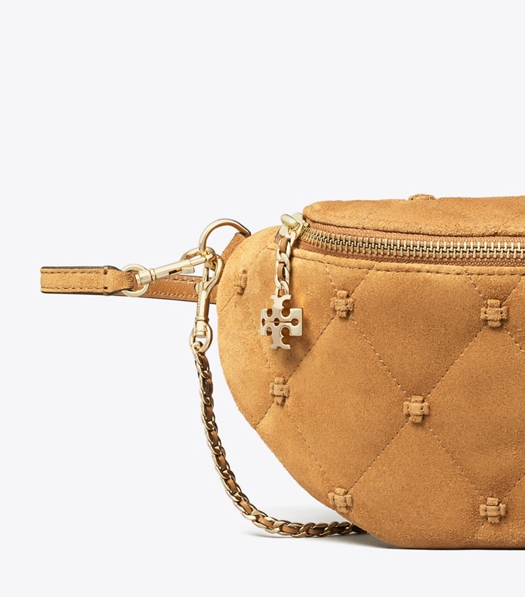 Tory Burch designer sacs banane Sac banane en suède Bunny Knot dans Toffee détails