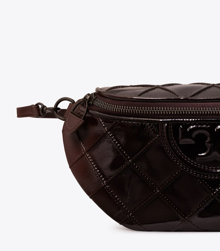 Tory Burch designer sacs banane Sac banane Fleming en cuir verni dans Deep Burgundy détails