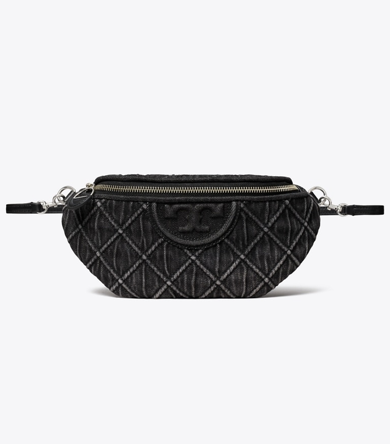 Tory Burch designer sacs banane Sac banane Fleming en denim dans Black supplémentaire