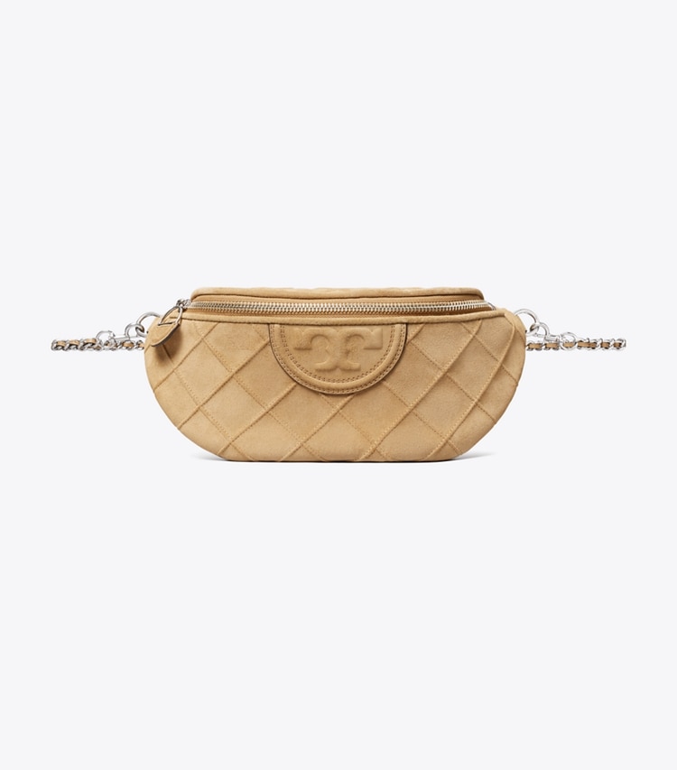 Tory Burch designer sacs banane Sac banane Fleming Soft en daim in Stone front