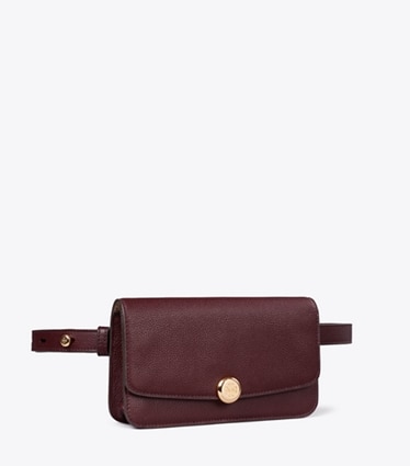 Tory Burch designer sacs banane Sac banane Romy dans Dark Carmine angle