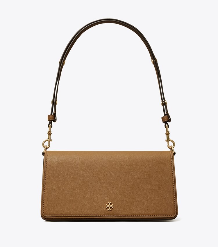 Tory Burch designer sacs à bandoulière Sac bandoulière convertible en cuir dans Moose de face