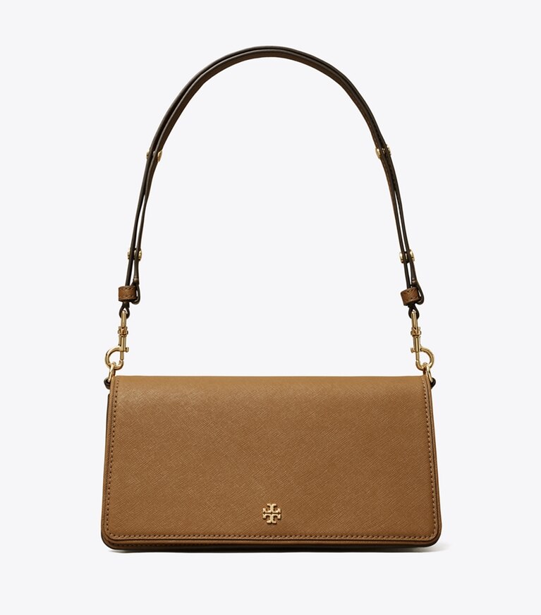 Tory Burch designer sacs à bandoulière Sac bandoulière convertible en cuir dans Moose de face