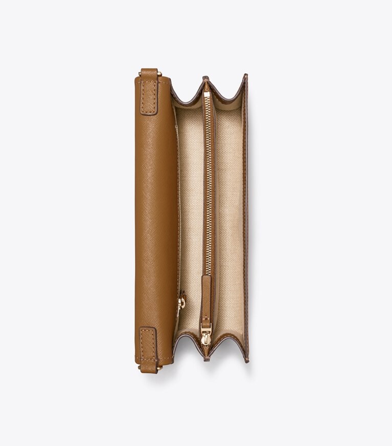 Tory Burch designer sacs à bandoulière Sac bandoulière convertible en cuir dans Moose vue du dessus
