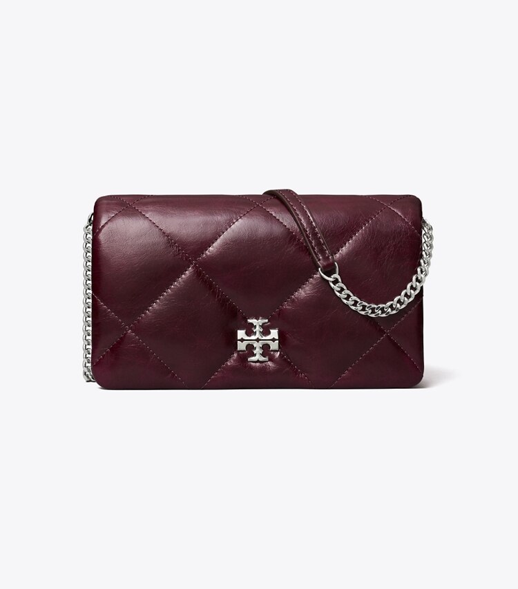 Tory Burch designer mini sacs Sac bandoulière Kira à matelassage losange vieilli in Dark Carmine front