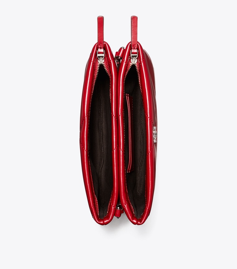 Tory Burch designer sacs à bandoulière Sac bandoulière Kira matelassé losanges dans Red vue du dessus