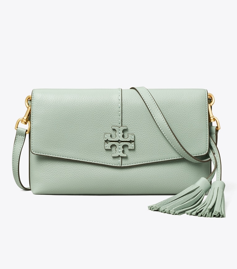 Tory Burch designer sacs à bandoulière Sac bandoulière McGraw dans Blue Celadon de face