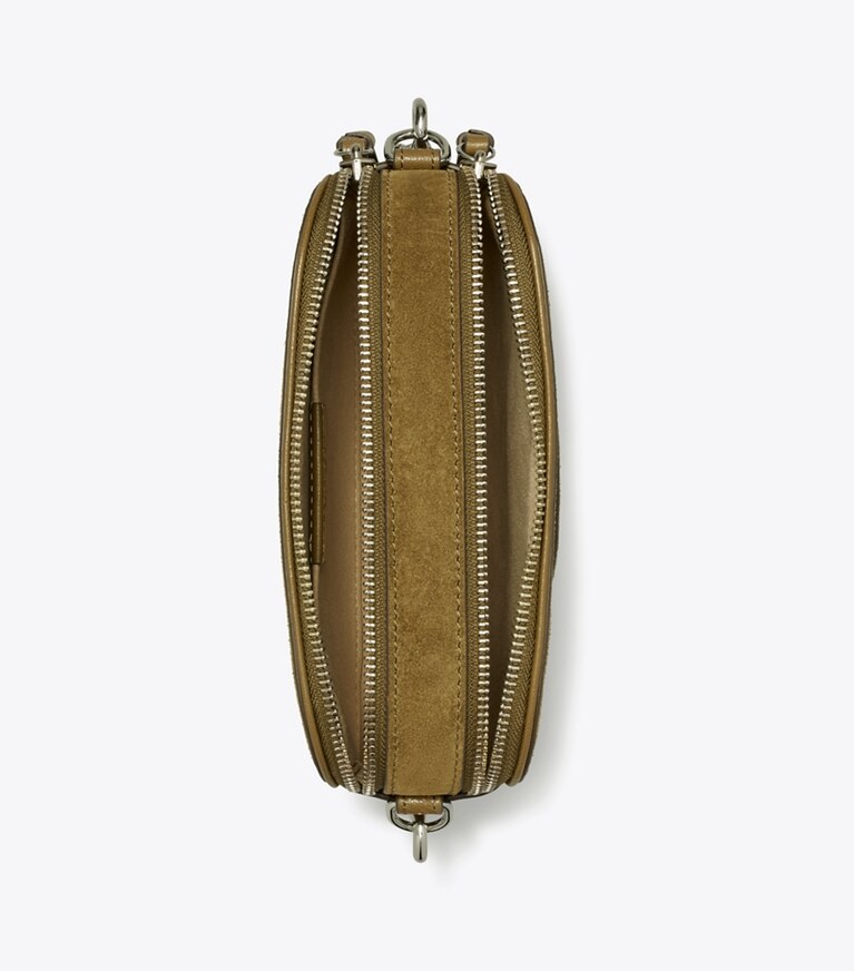 Tory Burch designer sacs à bandoulière Sac bandoulière Miller Mini en suède dans Deep Olive vue du dessus