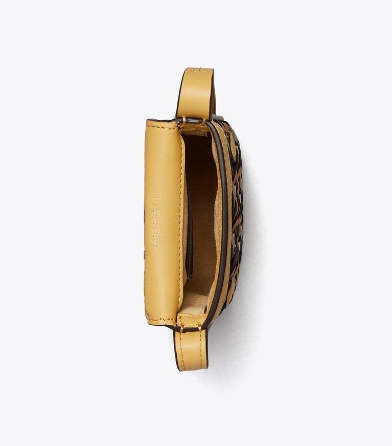 Tory Burch designer mini sacs Sac bandoulière pour téléphone Miller tressé dans CORNBREAD vue du dessus
