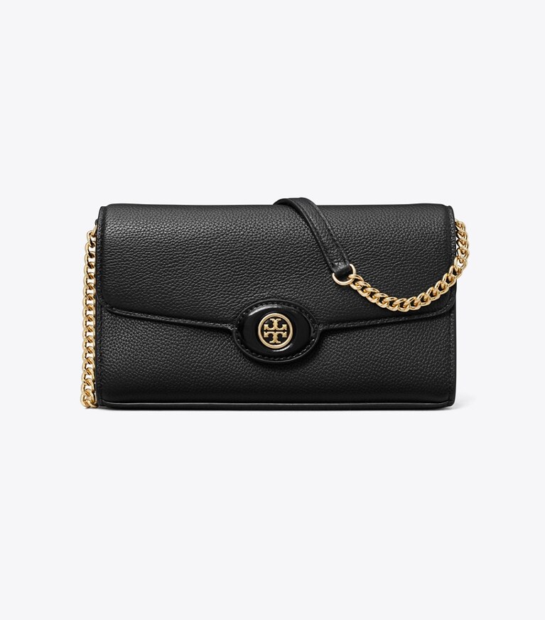 Tory Burch designer sacs à bandoulière Sac bandoulière Robinson grainé dans Black de face