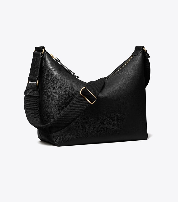 Tory Burch designer sacs à bandoulière Sac bandoulière souple en cuir dans Black angle