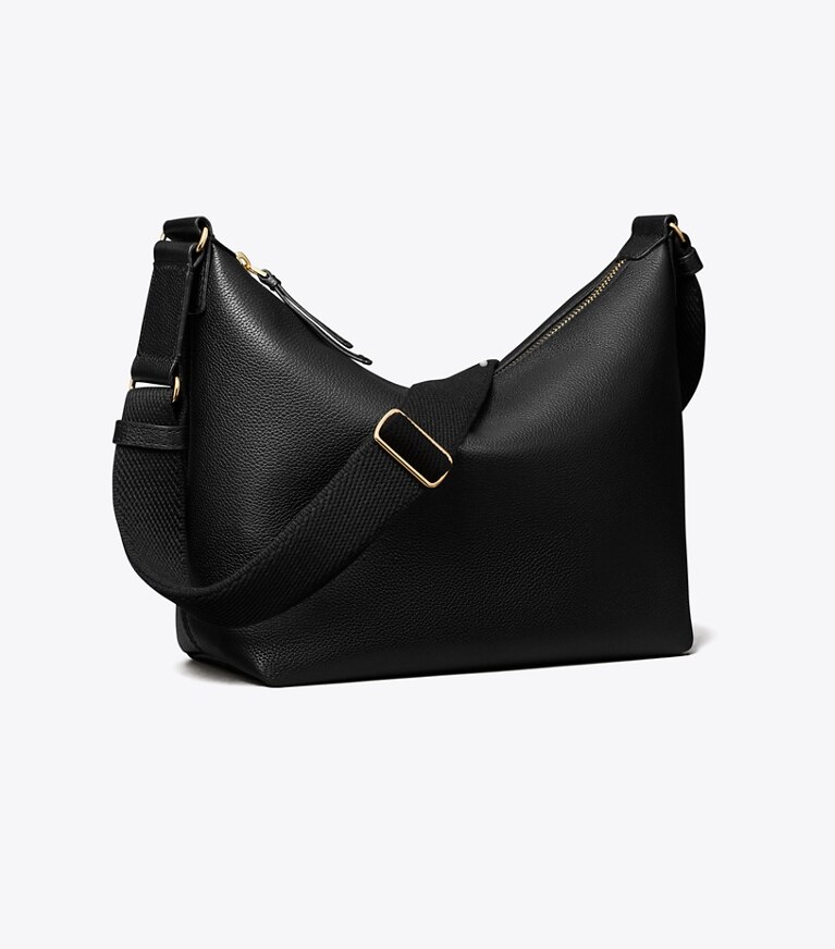 Tory Burch designer sacs à bandoulière Sac bandoulière souple en cuir dans Black angle