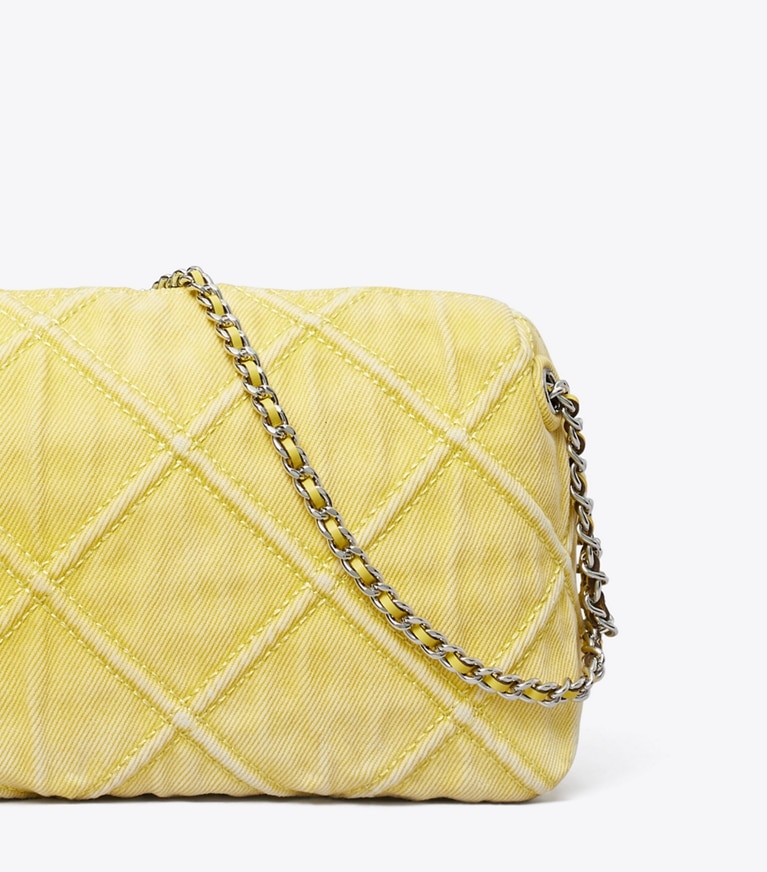Tory Burch designer sacs à bandoulière Sac bandoulière souple Fleming en denim dans Yellow détails