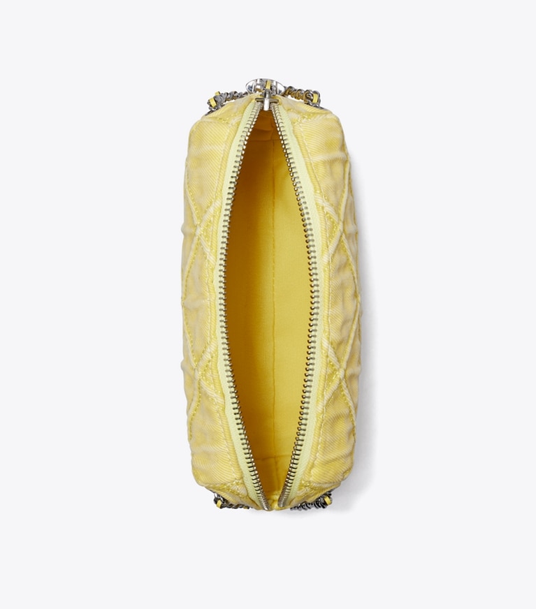 Tory Burch designer sacs à bandoulière Sac bandoulière souple Fleming en denim dans Yellow vue du dessus