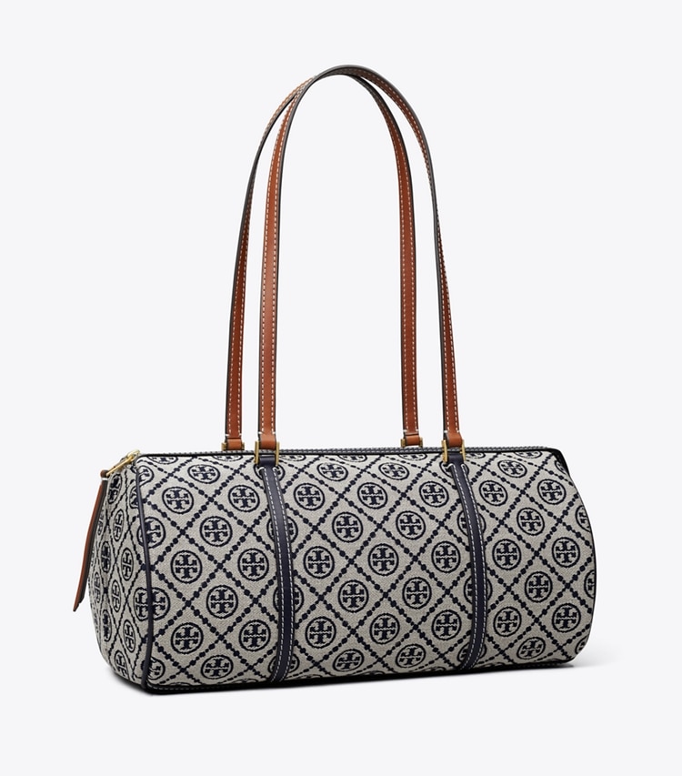 Tory Burch designer sac à main Sac Barrel T Monogram in Tory Navy angle