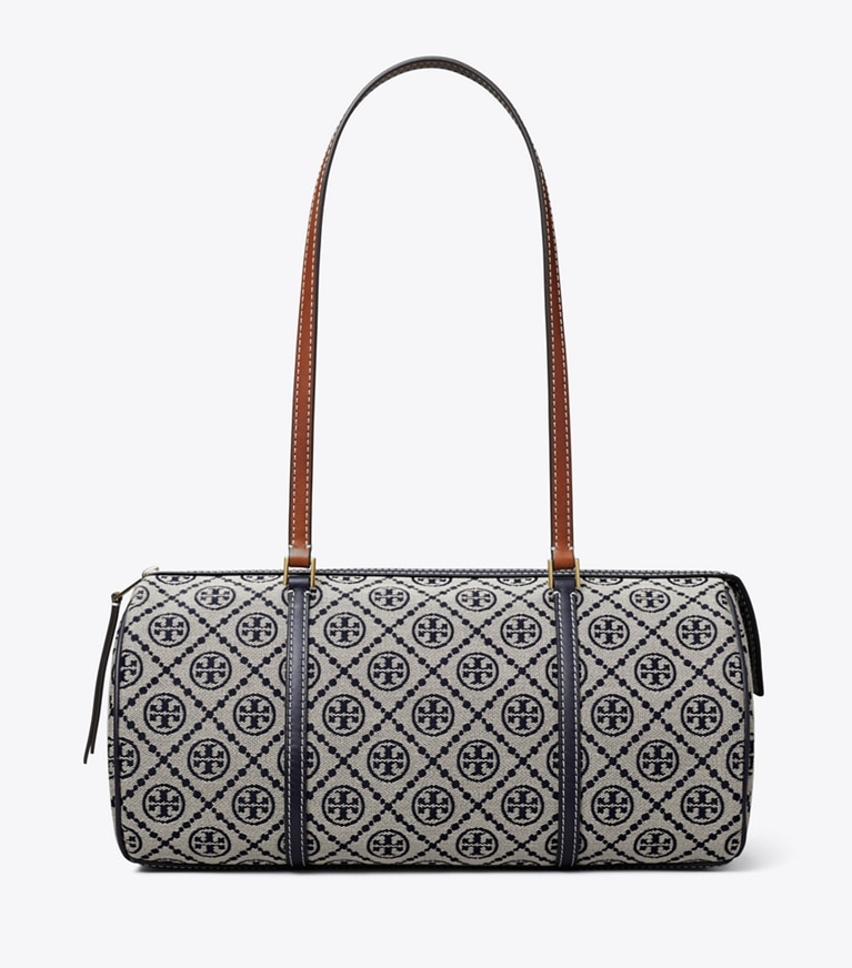 Tory Burch designer sac à main Sac Barrel T Monogram in Tory Navy angle