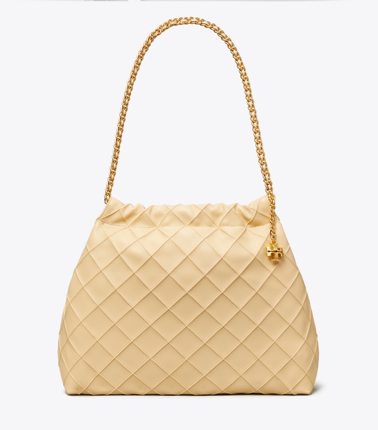 Tory Burch designer sacs hobo Sac besace Fleming souple dans Vanilla Soft Serve de face