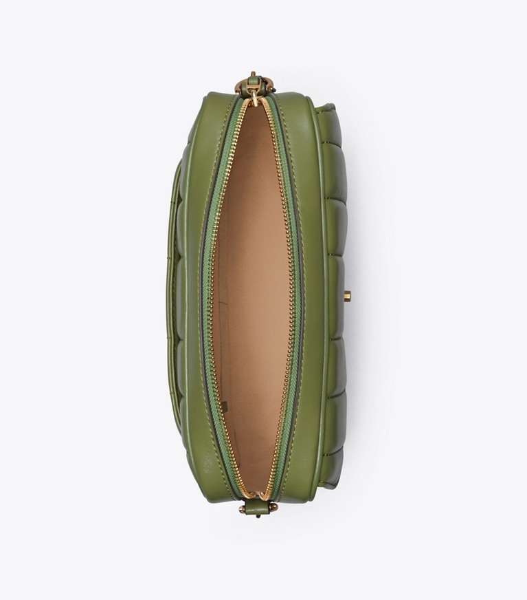 Tory Burch designer sacs à bandoulière Sac caméra matelassé Kira dans Daphne / Rolled Gold vue du dessus