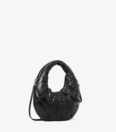 Tory Burch designer sacs à bandoulière Sac croissant Bunny Knot dans BLACK angle