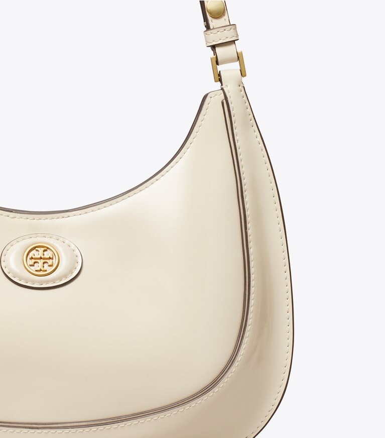 Tory Burch designer sacs porté épaule Sac croissant convertible Robinson en cuir spazzolato in SHEA BUTTER angle
