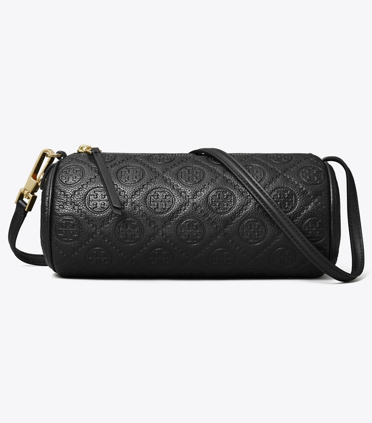Tory Burch designer sacs à bandoulière Sac cylindrique T Monogram en cuir grainé in Black front