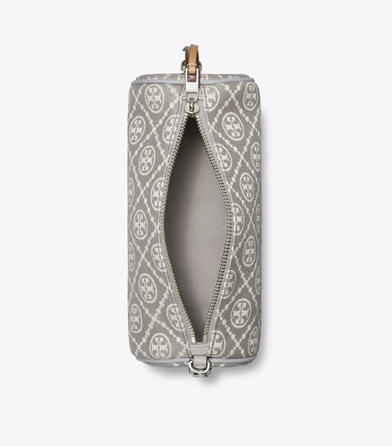 Tory Burch designer sacs à bandoulière Sac cylindrique utilitaire T Monogram in Gray angle