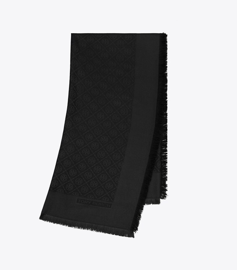 Tory Burch designer écharpes Sac de voyage T Monogram en jacquard dans Black plié