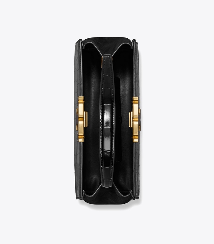 Tory Burch designer sac à main Sac Eleanor en cuir embossé effet croco in Black dessus