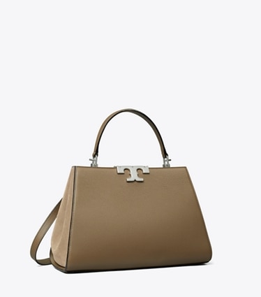 Tory Burch designer sac à main Sac Eleanor en cuir grainé in Wild Mushroom angle