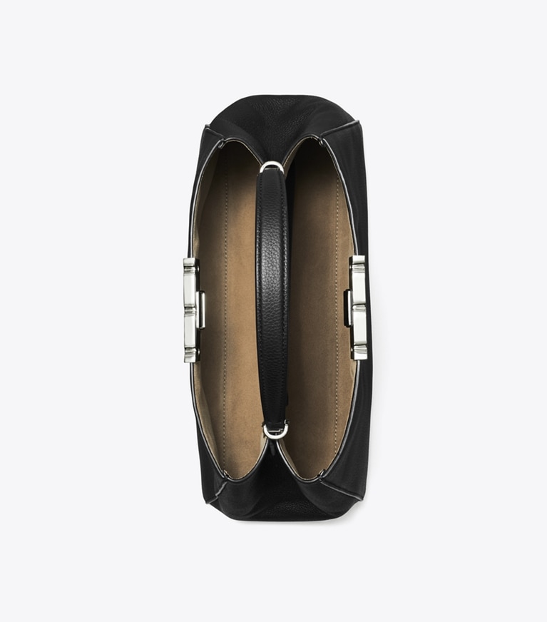 Tory Burch designer sac à main Sac Eleanor en cuir souple in Black angle