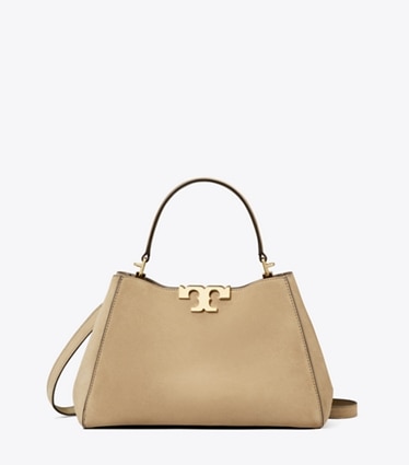 Tory Burch designer sac à main Sac Eleanor médium en daim in Oatmeal front