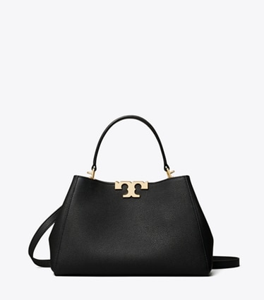Tory Burch designer sac à main Sac Eleanor Medium souple in Black / GOLD front