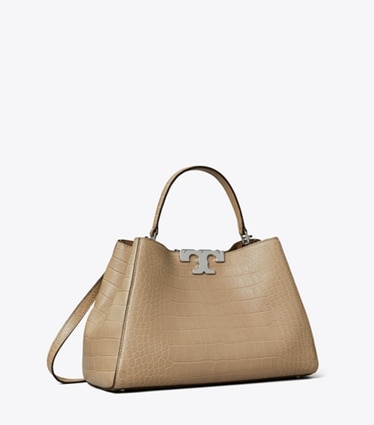 Tory Burch designer sac à main Sac Eleanor Soft à effet croco dans Ginger Leaf angle