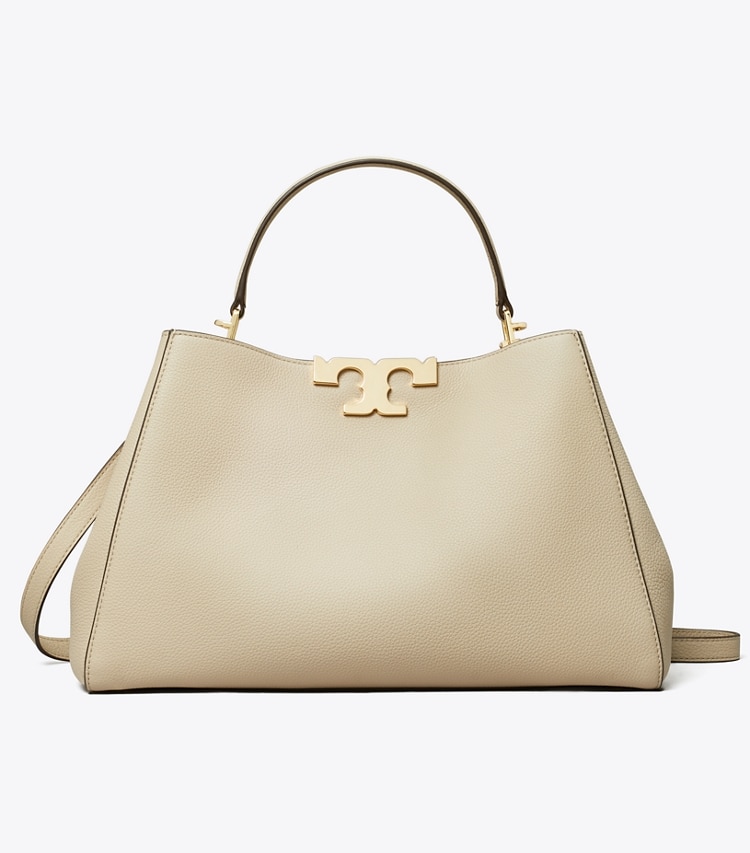 Tory Burch designer sac à main Sac Eleanor souple dans Light Stone de face