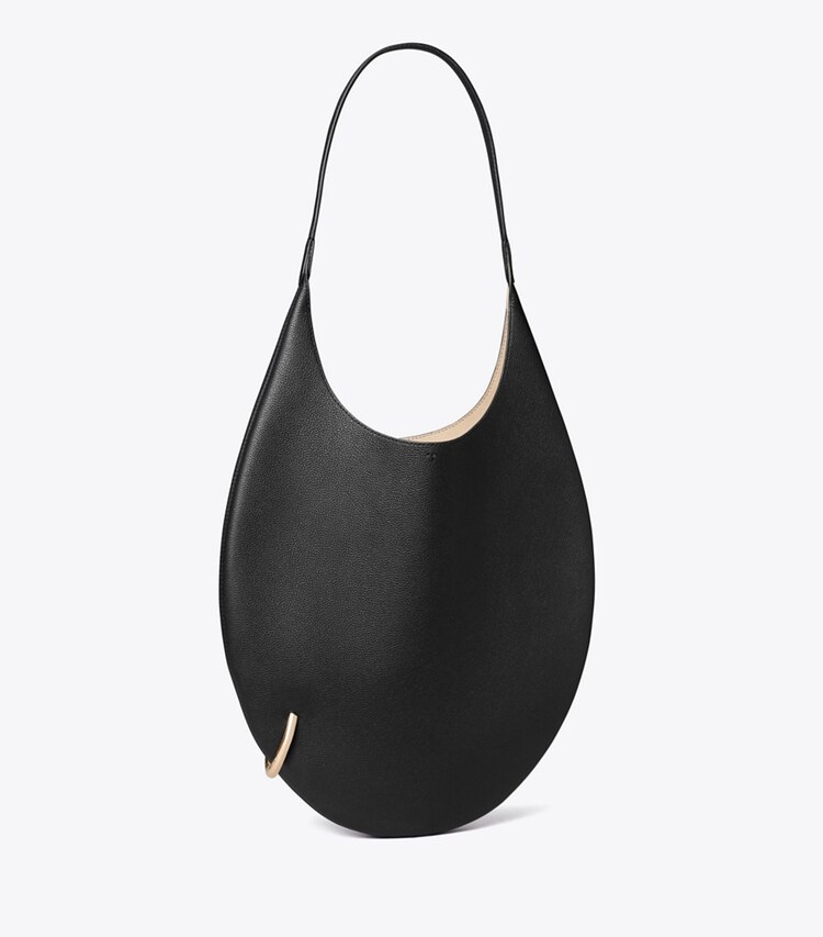 Tory Burch designer sacs porté épaule Sac en cuir grainé Pierced in Black angle