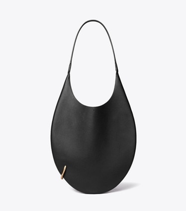 Tory Burch designer sacs porté épaule Sac en cuir grainé Pierced in Black front
