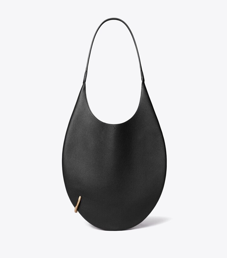 Tory Burch designer sacs porté épaule Sac en cuir grainé Pierced in Black front