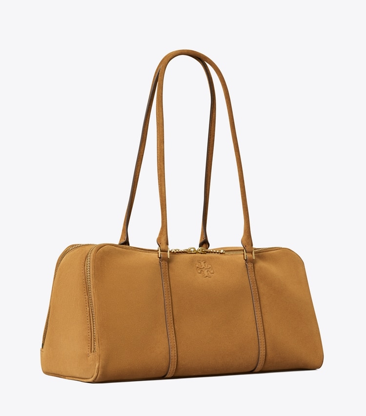 Tory Burch designer sac à main Sac en suède Marshmallow dans CHICORY BROWN angle