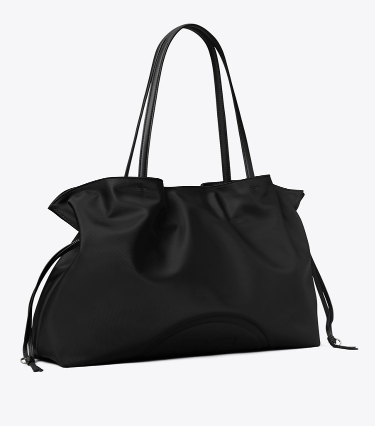 Tory Burch designer cabas Sac fourre-tout Ella en nylon à cordon de serrage dans Black angle