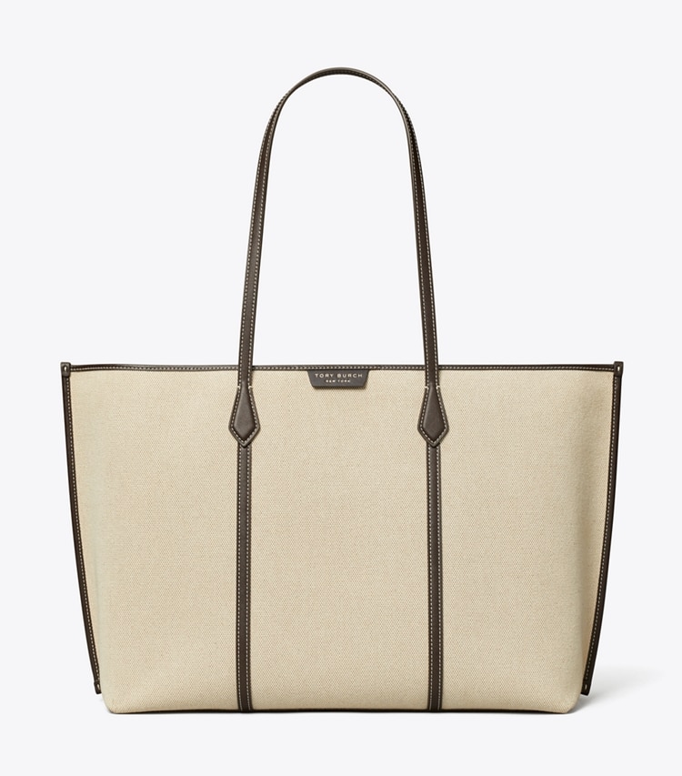 Tory Burch designer cabas Sac fourre-tout en toile Perry dans Natural de face