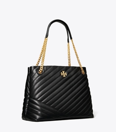 Tory Burch designer cabas Sac fourre-tout Kira Chevron dans Black angle