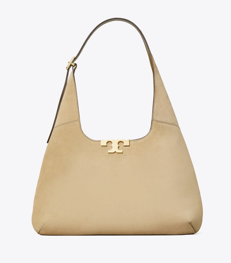 Tory Burch designer sacs porté épaule Sac hobo Eleanor en daim in Oatmeal front