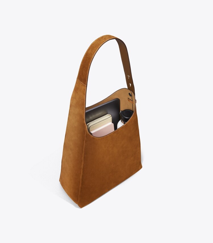 Tory Burch designer sacs hobo Sac hobo en suède dans Caramel supplémentaire